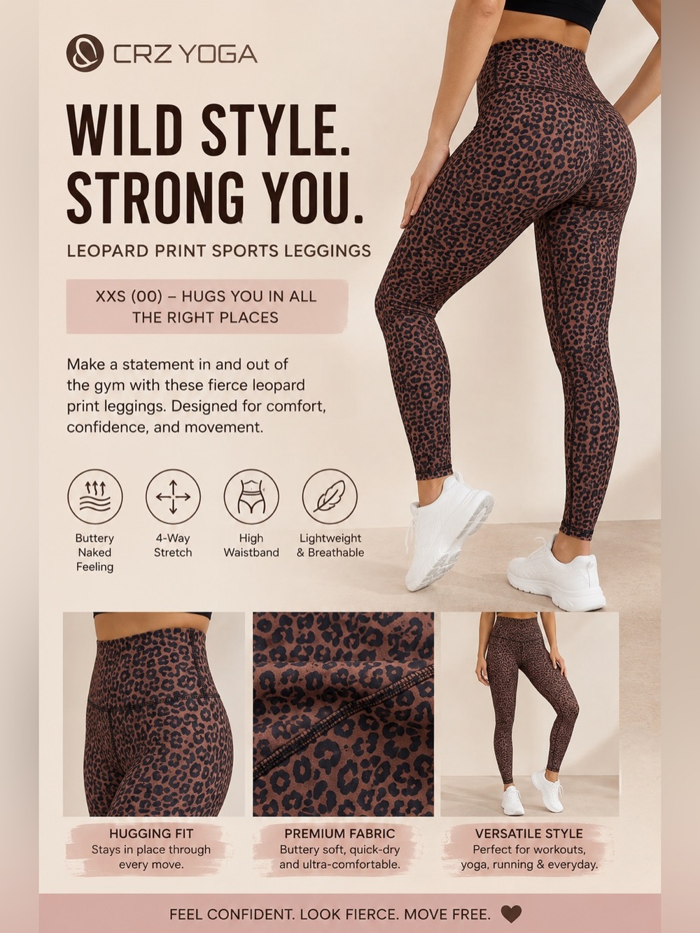 CRZ YOGA Leopard Print Leggings - Brown & Black